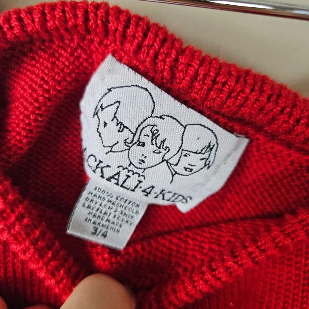 Zackali 4 Kids Sweater Skirt Cardigan Set Holiday Sz 3/4‎ Red Lime Green Flower